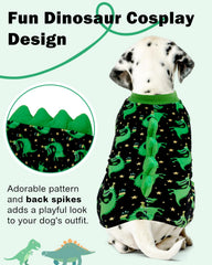 CuteBone dinosaur pajamas, front pullover view, easy dressing with snug one piece fit