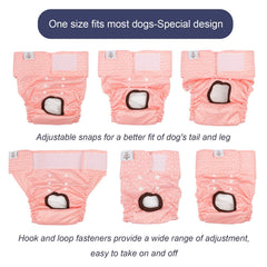 CuteBone dog diapers adjustable leg elastics illustrate a customizable, snug fit.