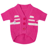 CuteBone dog striped cardigan pink closeup shows warm Arctic Fleece texture for cozy walks