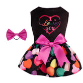 CuteBone I Love U Dress Velvet small dogs back view shows soft velvet for cozy daily wear