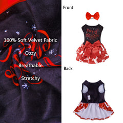 CuteBone Merry Christmas velvet dog dress side view emphasizes cozy breathable fit for all seasons