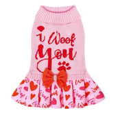 CuteBone pink dog sweater bowtie pullover—keeps small dogs warm and adorable.