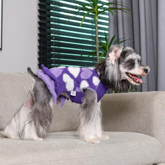 CuteBone Purple Heart dog sweater back view highlights soft, stretchy knit for comfy wear.