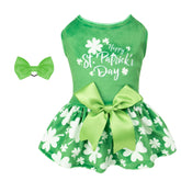 CuteBone St. Patrick's velvet dress side view for small dogs, festive and comfortable.