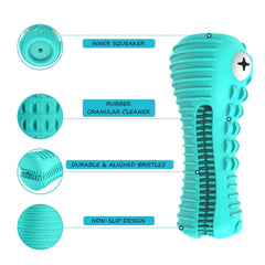 Cutiful gator dog toy ridges and bristles for textured surface cleaning.