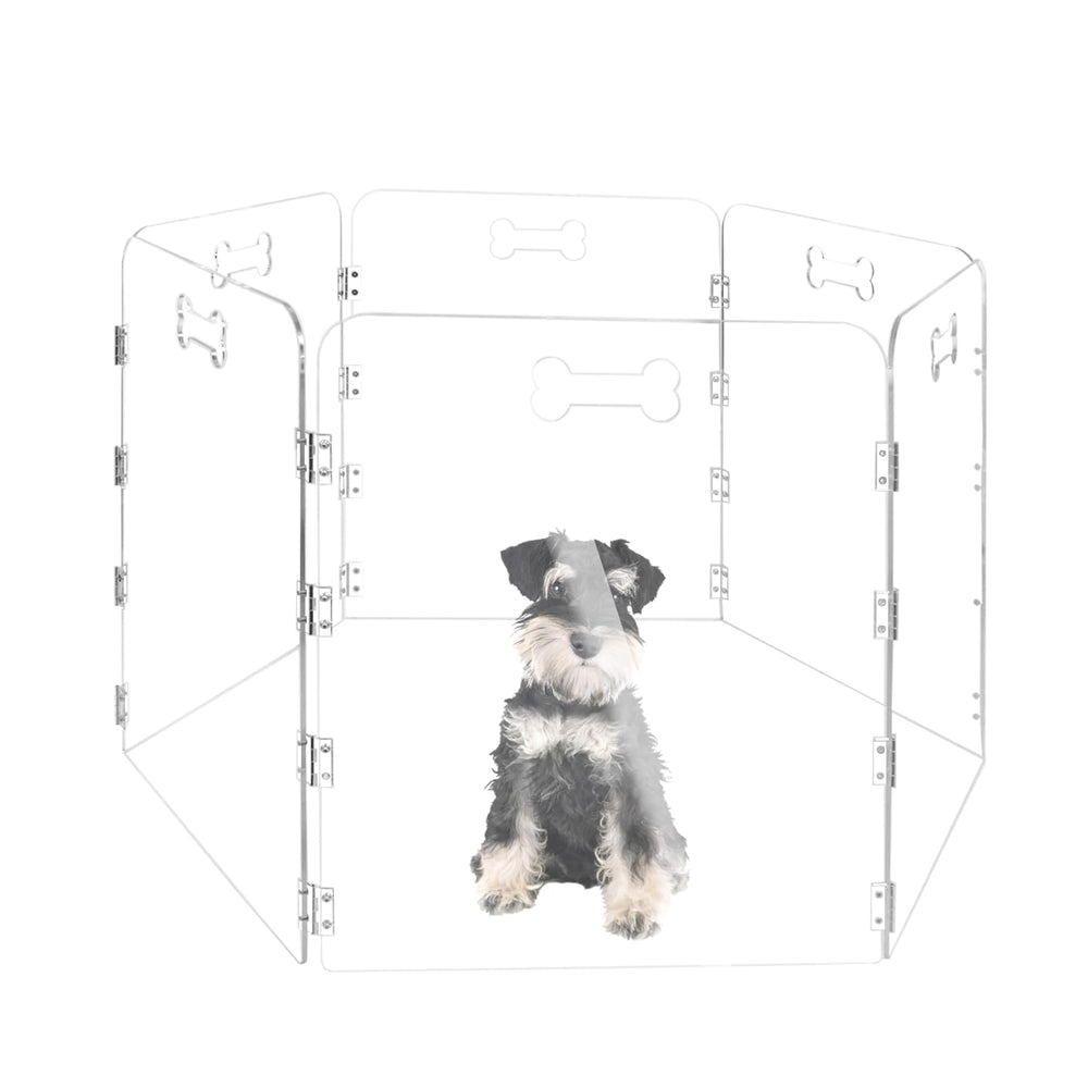 Cutora acrylic dog playpen front view with clear panels for easy supervision.