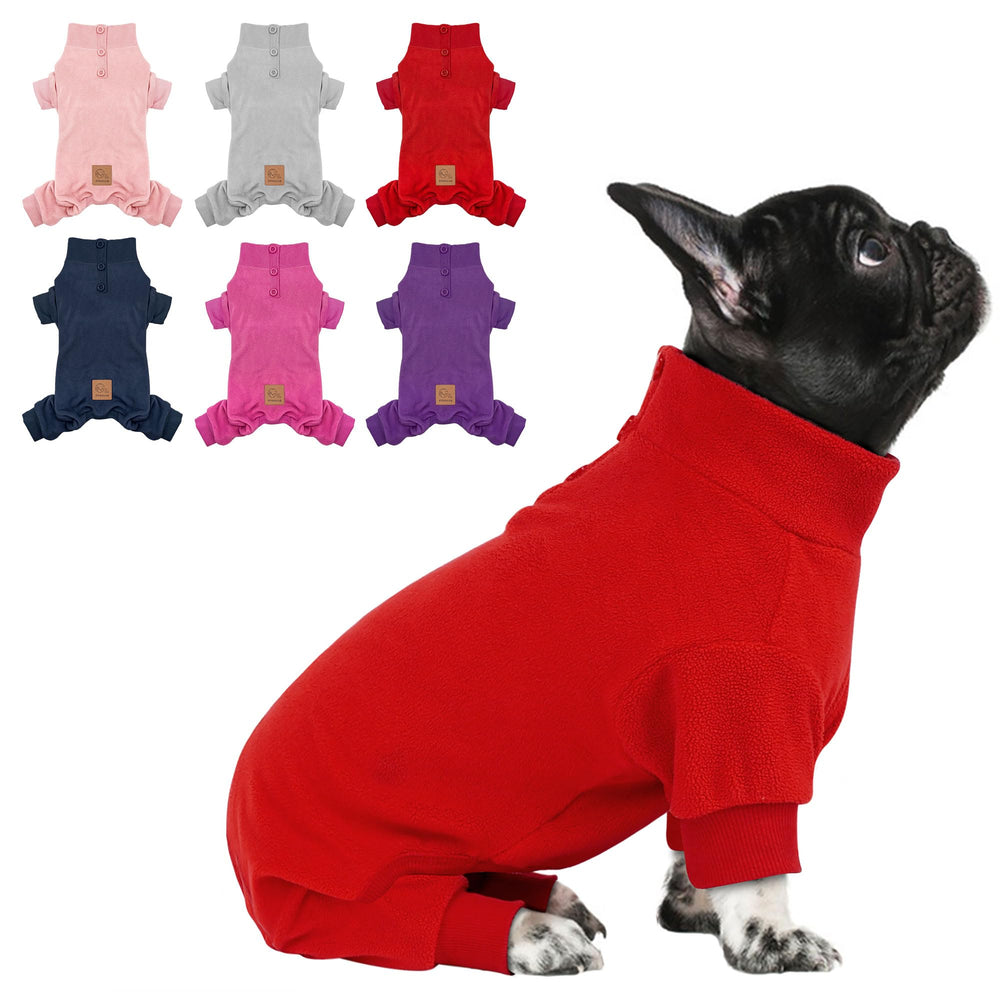 Cyeollo dog Christmas pajama front view keeps small dogs warm during chilly walks