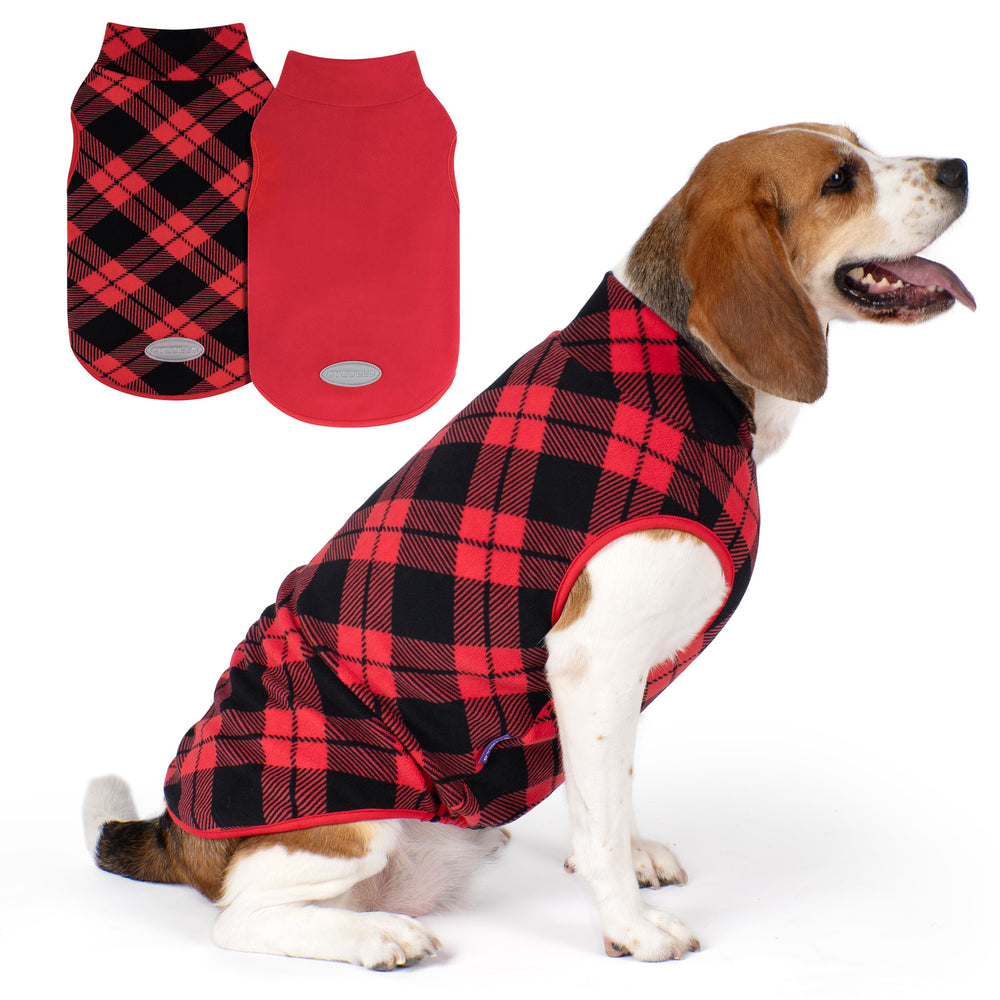 Cyeollo dog sweater red buffalo plaid front view for festive warmth