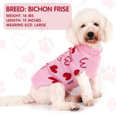 cyeollo dog sweater turtleneck pink front view keeps dogs warm on chilly days