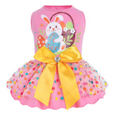 cyeollo Easter Day Dress pink bunny egg print front view for festive photos