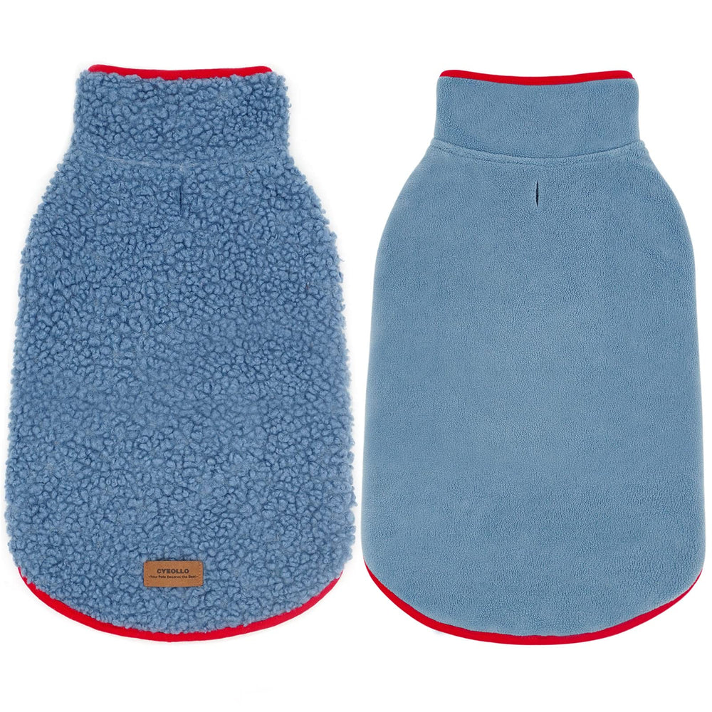 cyeollo fleece dog jacket blue xl front view for chilly walks