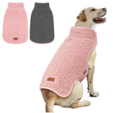 Cyeollo Sherpa dog coat with turtleneck pink XXL, front view, warm winter wear