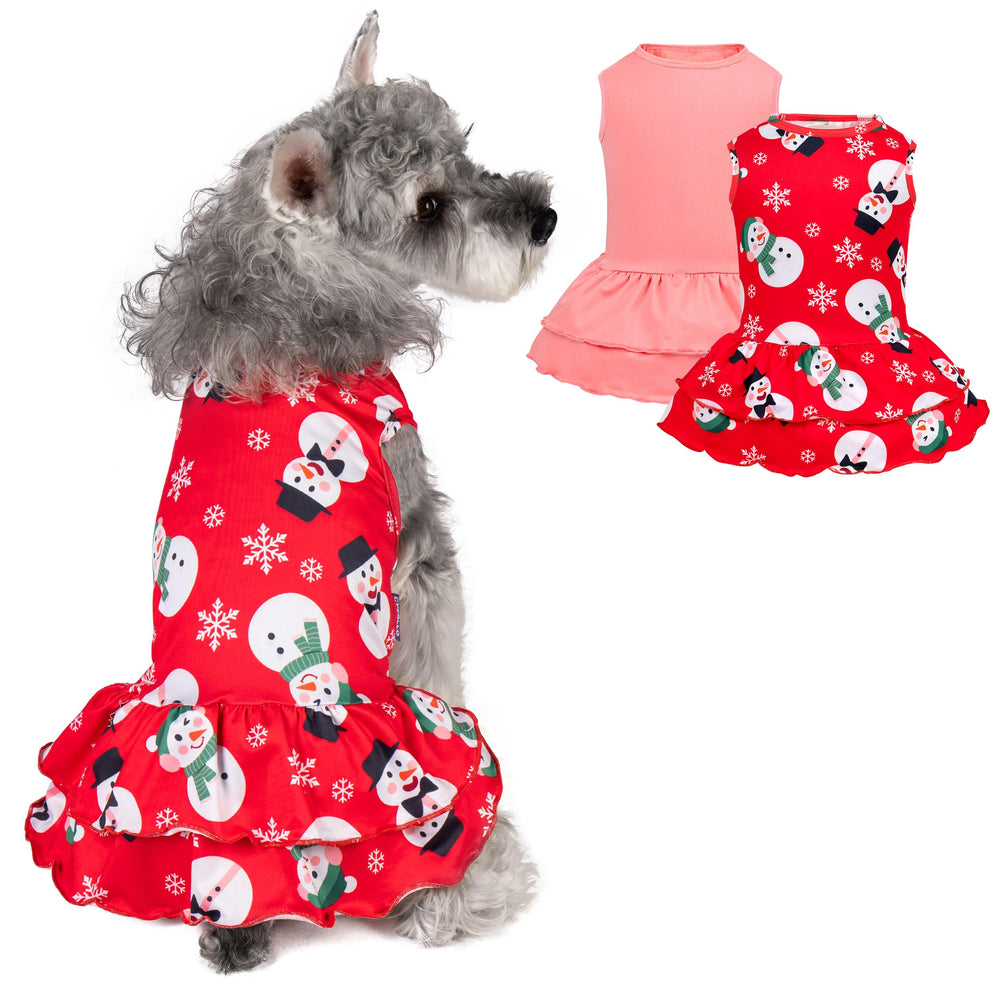 Vestido de Navidad cyeollo con copos de nieve para perros pequeños, cómodo y festivo.
