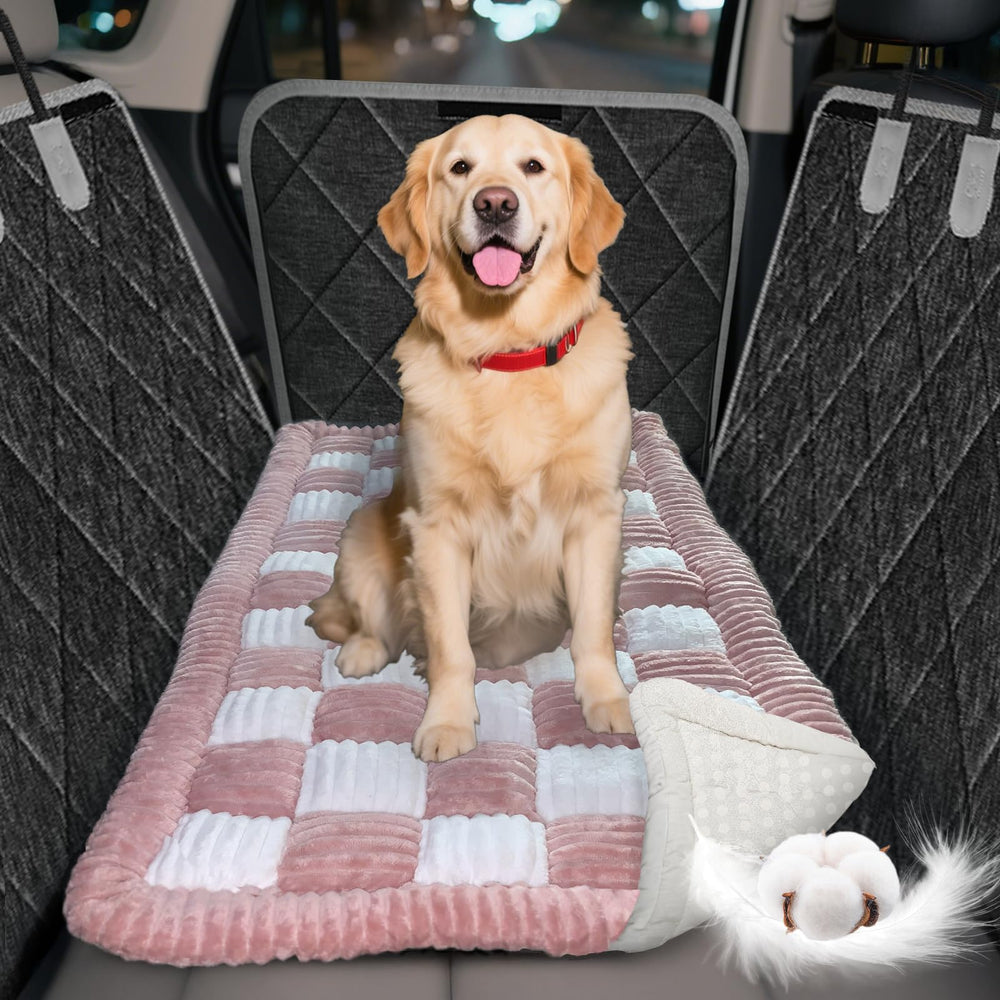 Cyhczx Thickened Dog Bed with non-slip base keeps pets secure on the car back seat.