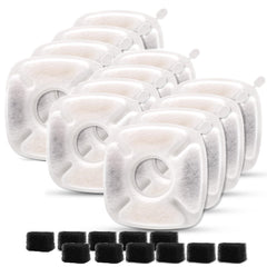 Cylomert pet fountain carbon filters 12-pack improve water taste for pets.