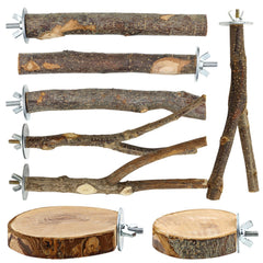 CZWESTC perchas naturales de madera para aves enjauladas, 8 unidades para morder y ejercitar