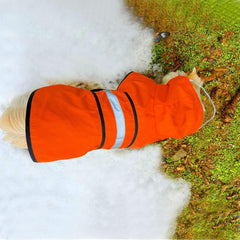 Dadanfly dog raincoat adjustable belly strap orange xs back view secure fit