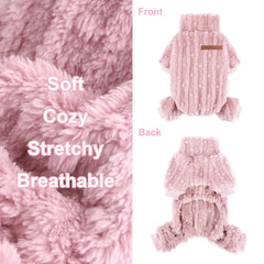 DaFuEn dog sweater light pink, back view, soft texture resists pilling and fading.