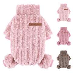 DaFuEn dog sweater in light pink, front view, plush fleece for cozy warmth.