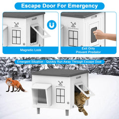 Dahivs Indestructible Cat House waterproof awning demonstrates rainproof protection