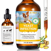 Daiasns dog yeast infection drops bottle showing itching relief and inflammation support