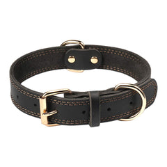 DAIHAQIKO genuine leather dog collar brown closeup showing soft texture for comfortable daily wear