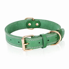 DAIHAQIKO genuine leather dog collar closeup showing soft top-layer leather