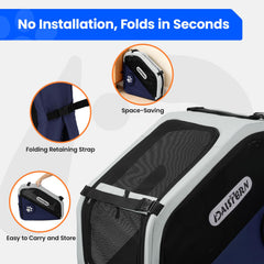 DAISTERN collapsible dog crate side view blue highlights compact storage and space-saving design.