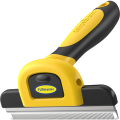 DakPets deshedding brush handle demonstrates ergonomic grip for comfortable grooming sessions.