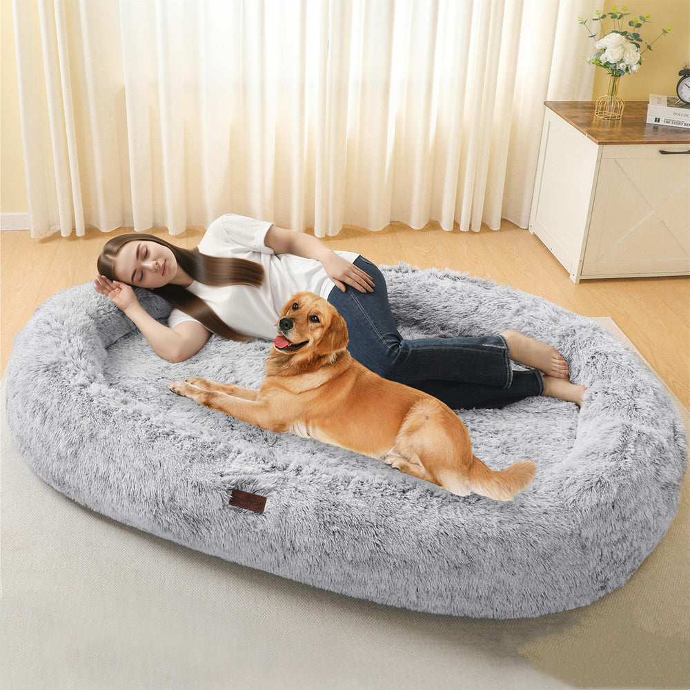 DANFOOZIO human-dog-bed wide top view showing shared comfort for you and your pet