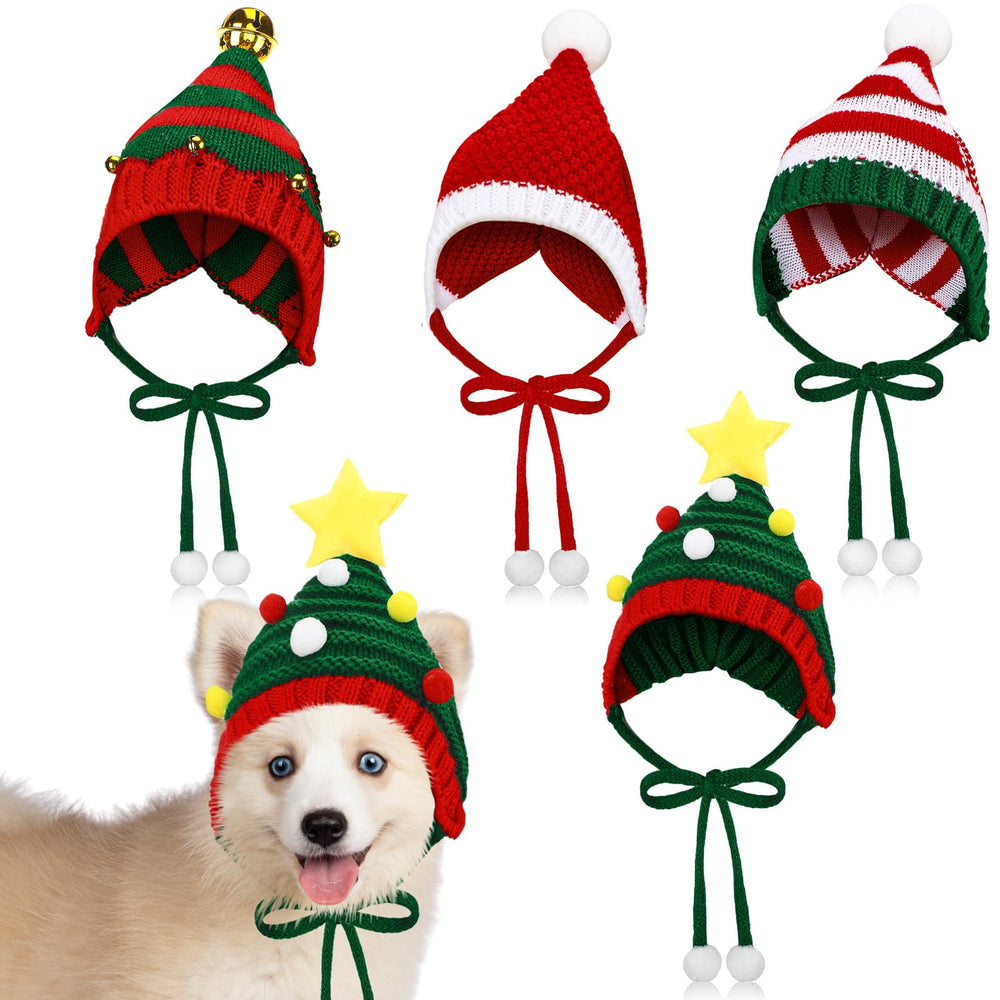 Dansydaisy dog Santa hat style 1 on a small dog for festive photo props.