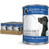 Dave's Pet Food Bland Diet can image highlights gentle digestion support for sensitive stomachs.