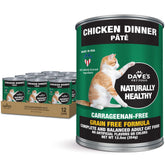 Dave's Pet Food chicken pate cans 12-pack on shelf highlighting grain-free nutrition