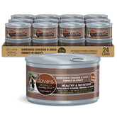 Dave's Pet Food shredded-chicken-duck-in-gravy can emphasizes a protein-forward cat meal with gravy.