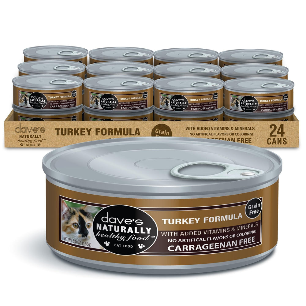 Dave's Pet Food turkey pate 24-pack display for bulk feeding