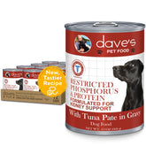 Dave's Pet Food kidney care tuna pate can showing the kidney-friendly wet formula