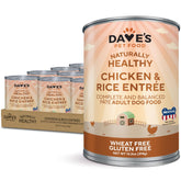 Dave's Pet Food wet chicken and rice can view shows balanced nutrition.