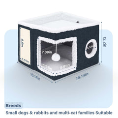 Dayacoco cat bed cave open entrance demonstrates two-level play and relaxation.
