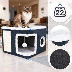 Dayacoco cat bed with sisal scratching pad supports claws and furniture protection.