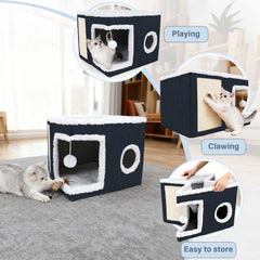 Dayacoco cat bed top platform offers a lookout perch for curious cats.