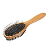 KylePet Double-Sided Dog Brush with bamboo handle for efficient grooming and shedding control.