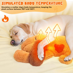 DCIAER 3-in-1 Heartbeat Puppy Toy warmth feature maintains natural temperature for soothing cuddles.