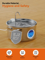DCIOGAT large-capacity fountain top-down view emphasizing 3.2-gallon reservoir