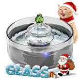 DCIOGAT all-glass cat fountain front view highlights safe, durable glass for multi-pet homes.