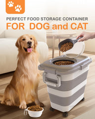 DDMOMMY collapsible dog food container saves space in small kitchens.