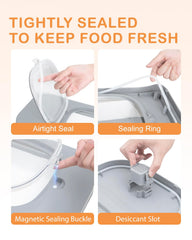 DDMOMMY collapsible pet food bin with double seal protects from moisture.