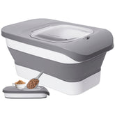 DDMOMMY dog food storage container collapsible demonstrates space-saving design for a tidy pantry.