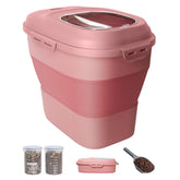 DDMOMMY foldable dog food container with wheels for easy movement and compact storage.