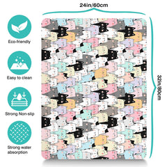 DDPODNQAK 24x16 inch mat provides ample space for multiple bowls.