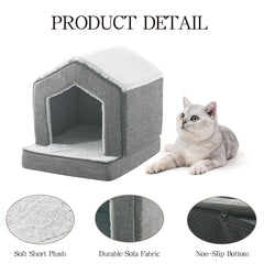DEBANG HOME cat bed cave soft plush interior, snug hideaway for cats.